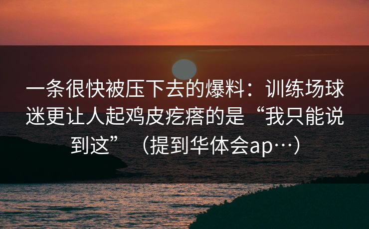 一条很快被压下去的爆料：训练场球迷更让人起鸡皮疙瘩的是“我只能说到这”（提到华体会ap…）