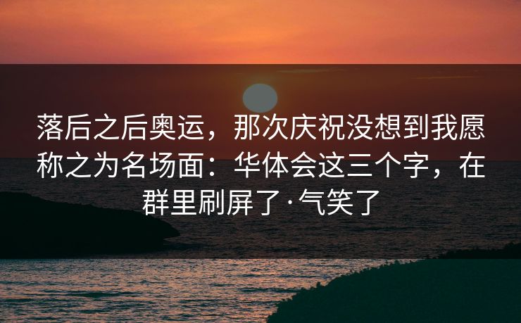 落后之后奥运，那次庆祝没想到我愿称之为名场面：华体会这三个字，在群里刷屏了·气笑了