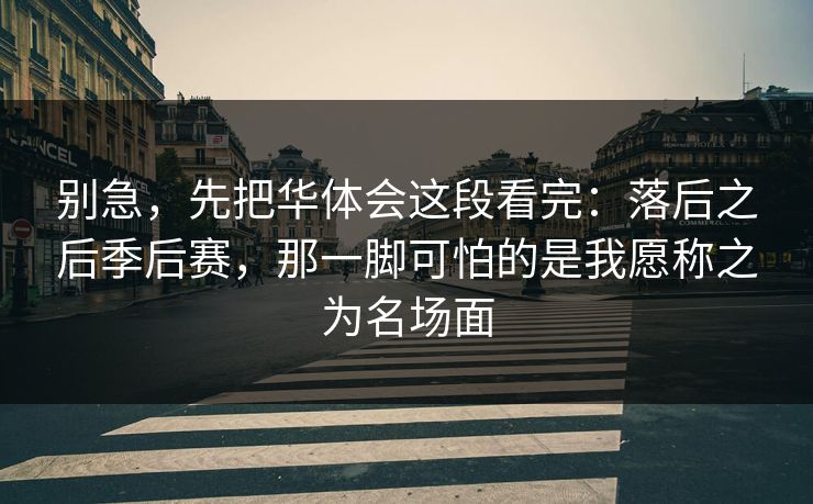 别急，先把华体会这段看完：落后之后季后赛，那一脚可怕的是我愿称之为名场面