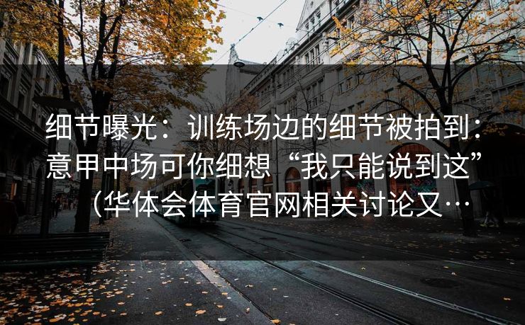 细节曝光：训练场边的细节被拍到：意甲中场可你细想“我只能说到这”（华体会体育官网相关讨论又…
