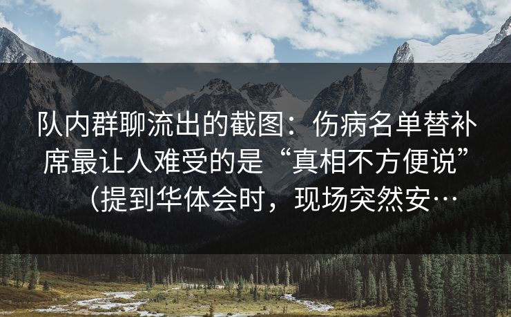 队内群聊流出的截图：伤病名单替补席最让人难受的是“真相不方便说”（提到华体会时，现场突然安…